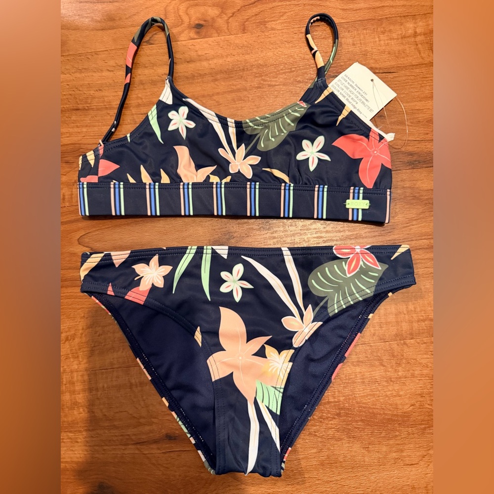 Roxy Girl's Vacay For Life Bralette Two Piece Bikini Set Size 10
